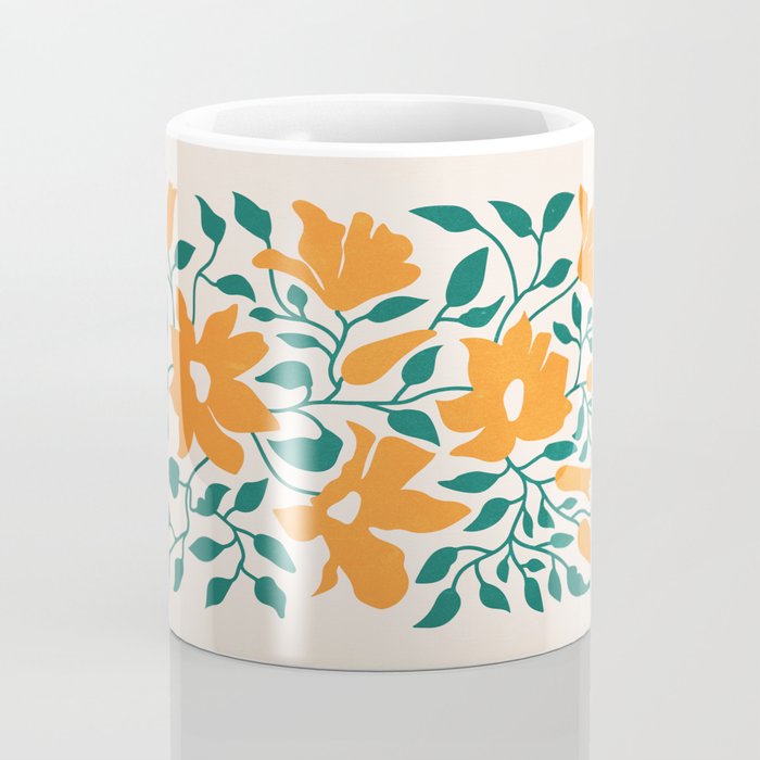 Tangerine & Pine: Matisse Flowers & Leaves Coffee Mug Gallery Image 4