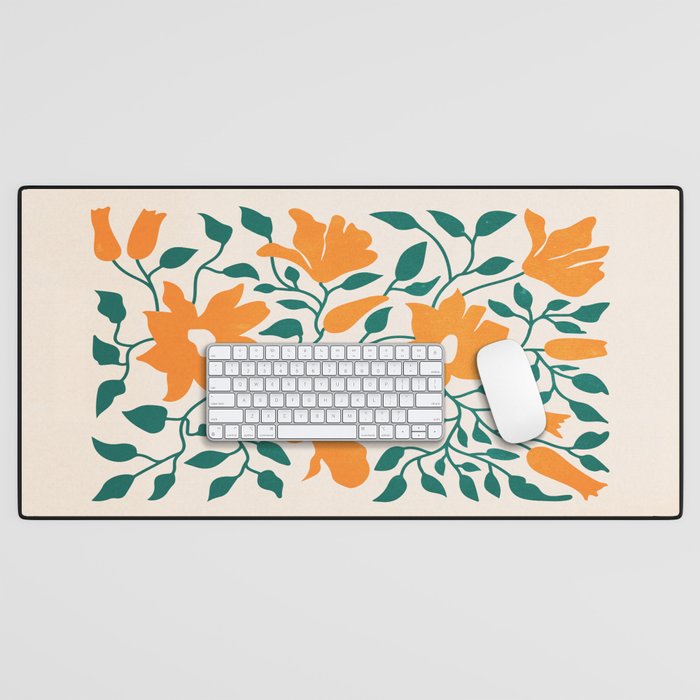 Tangerine & Pine: Matisse Flowers & Leaves Desk Mat Gallery Image 1