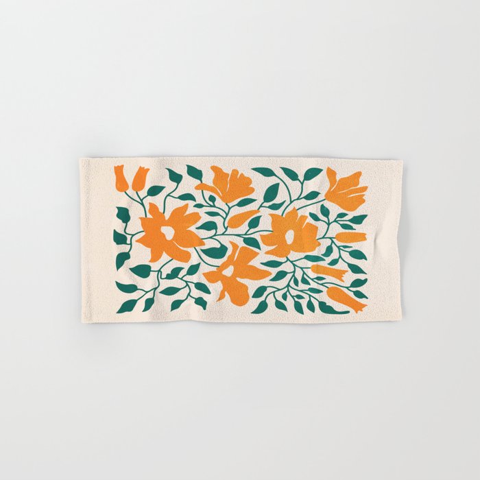 Tangerine & Pine: Matisse Flowers & Leaves Bath Towel Gallery Image 1