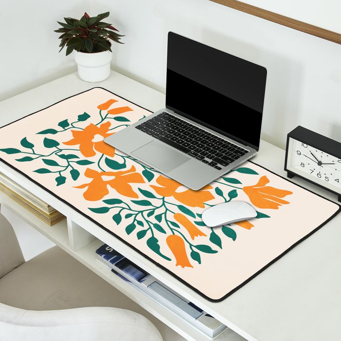 Tangerine & Pine: Matisse Flowers & Leaves Desk Mat Gallery Image 2