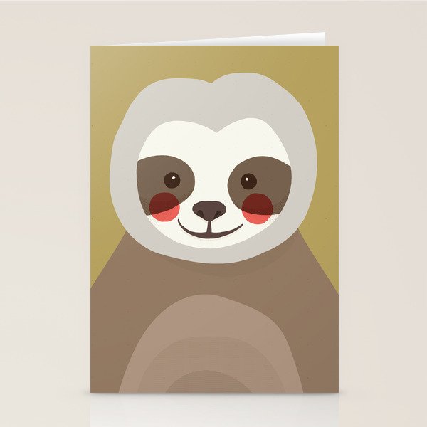 Sloth Animal Portrait Stationery Card Gallery Image 1