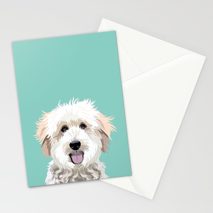 Golden Doodle pet portrait art print and dog gifts Stationery Card Gallery Image 2