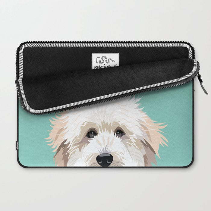 Golden Doodle pet portrait art print and dog gifts Laptop Sleeve Gallery Image 2