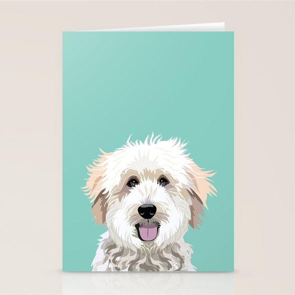 Golden Doodle pet portrait art print and dog gifts Stationery Card Gallery Image 2