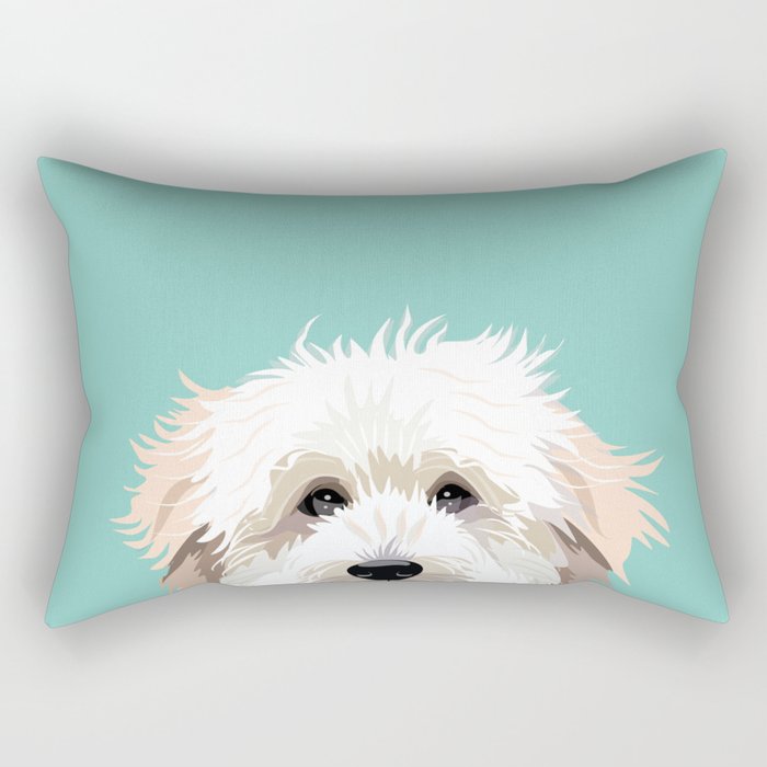 Golden Doodle pet portrait art print and dog gifts Rectangular Pillow Gallery Image 1