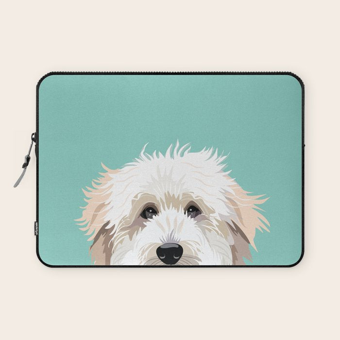 Golden Doodle pet portrait art print and dog gifts Laptop Sleeve Gallery Image 1