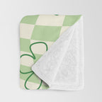 Green Checker Swirl With Flowers Throw Blanket Gallery Image 3