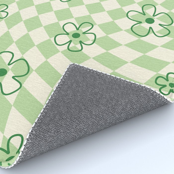 Green Checker Swirl With Flowers Rug Gallery Image 4