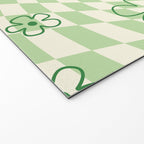 Green Checker Swirl With Flowers Welcome Mat Gallery Image 2