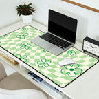 Green Checker Swirl With Flowers Desk Mat Gallery Image 2