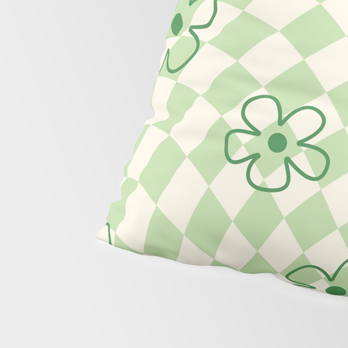 Green Checker Swirl With Flowers Pillow Sham Gallery Image 4