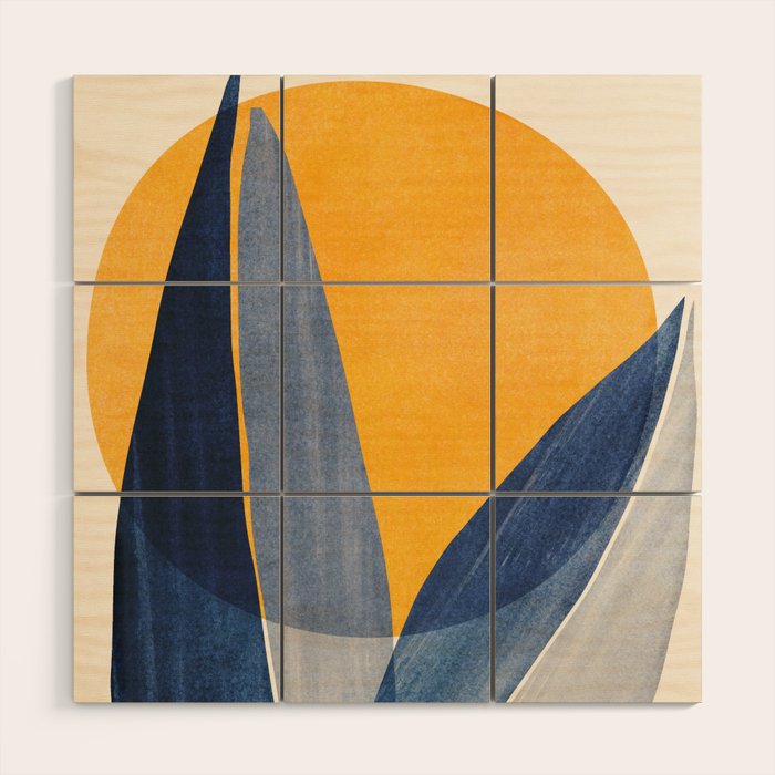 Sunshine Stack / Mid Century Abstract Illustration Wood Wall Art Gallery Image 1