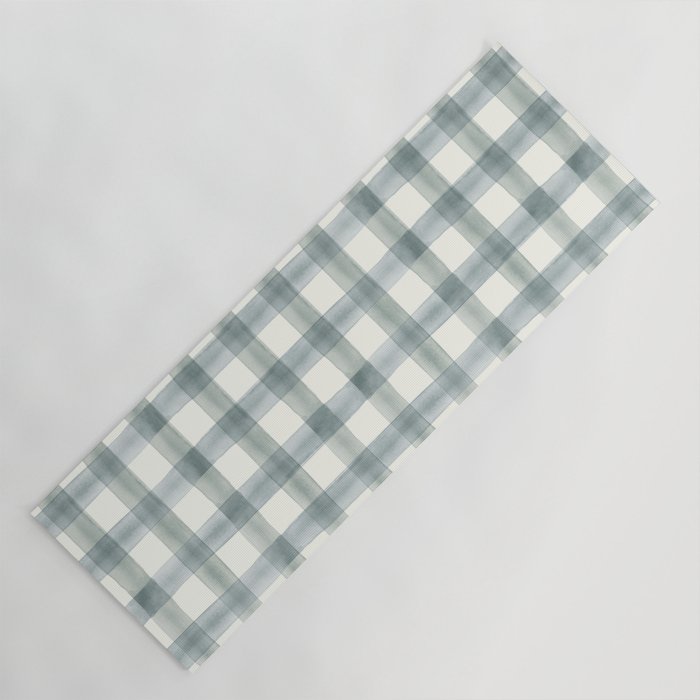 watercolor plaid - muted blue Yoga Mat Gallery Image 1