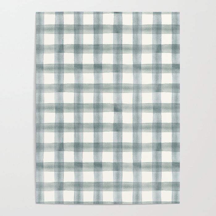 watercolor plaid - muted blue Poster Gallery Image 1