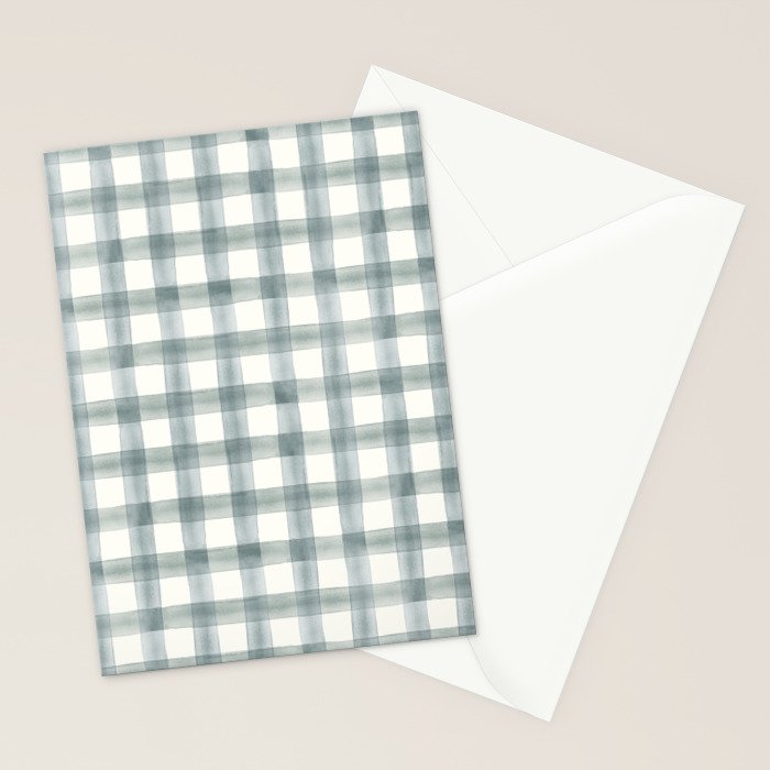 watercolor plaid - muted blue Stationery Card Gallery Image 2