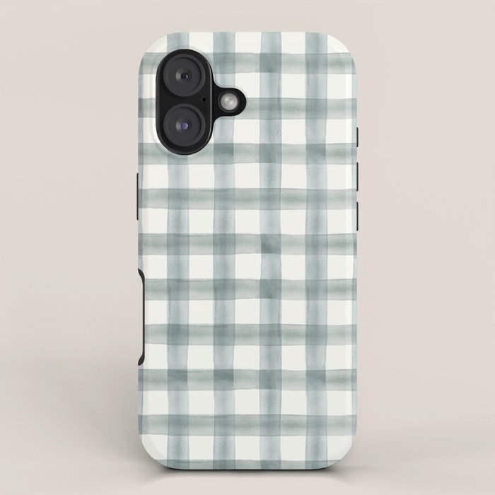 watercolor plaid - muted blue iPhone Case Gallery Image 1