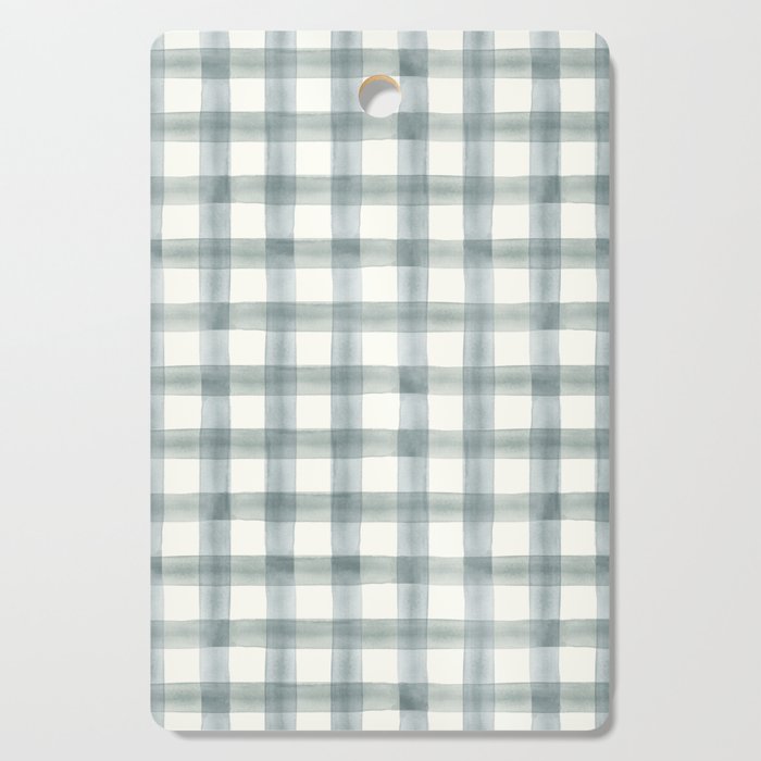watercolor plaid - muted blue Cutting Board Gallery Image 1