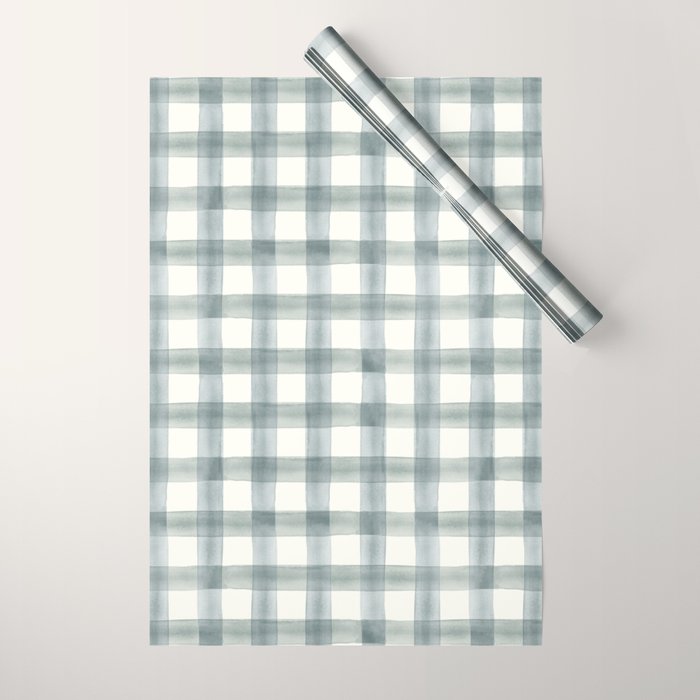 watercolor plaid - muted blue Wrapping Paper Gallery Image 1