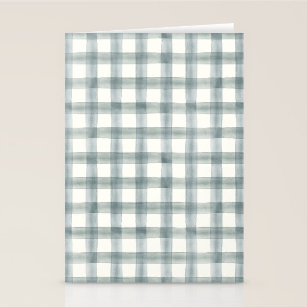 watercolor plaid - muted blue Stationery Card Gallery Image 1