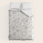 Black and white hand drawn flower art pattern Duvet Cover Gallery Image 6