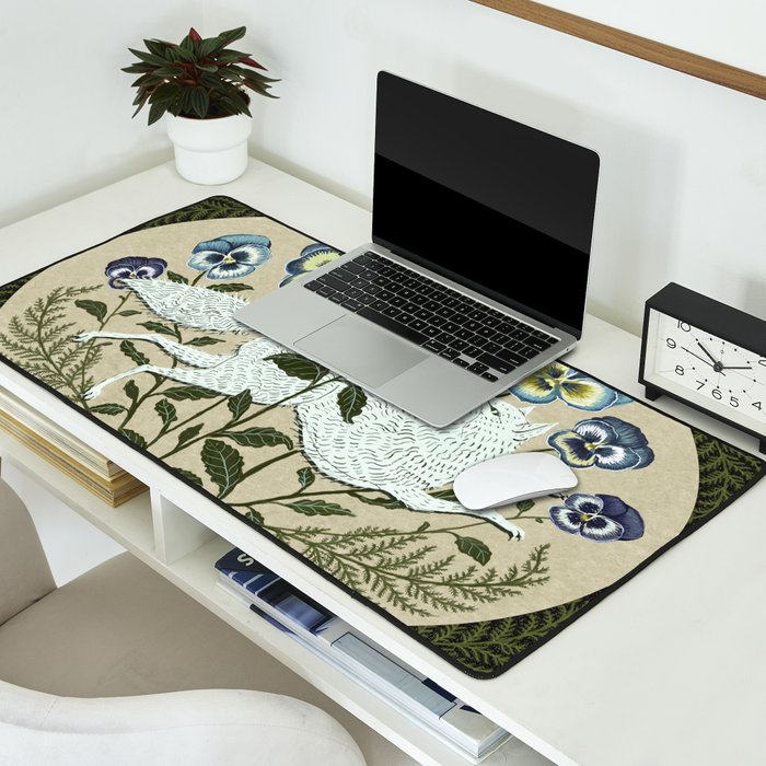 Fox in the Pansies Desk Mat Gallery Image 2