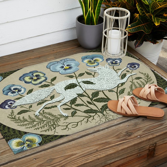 Fox in the Pansies Outdoor Rug Gallery Image 2
