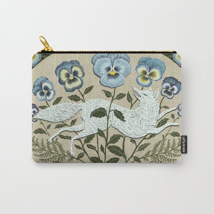 Fox in the Pansies Carry All Pouch Gallery Image 1
