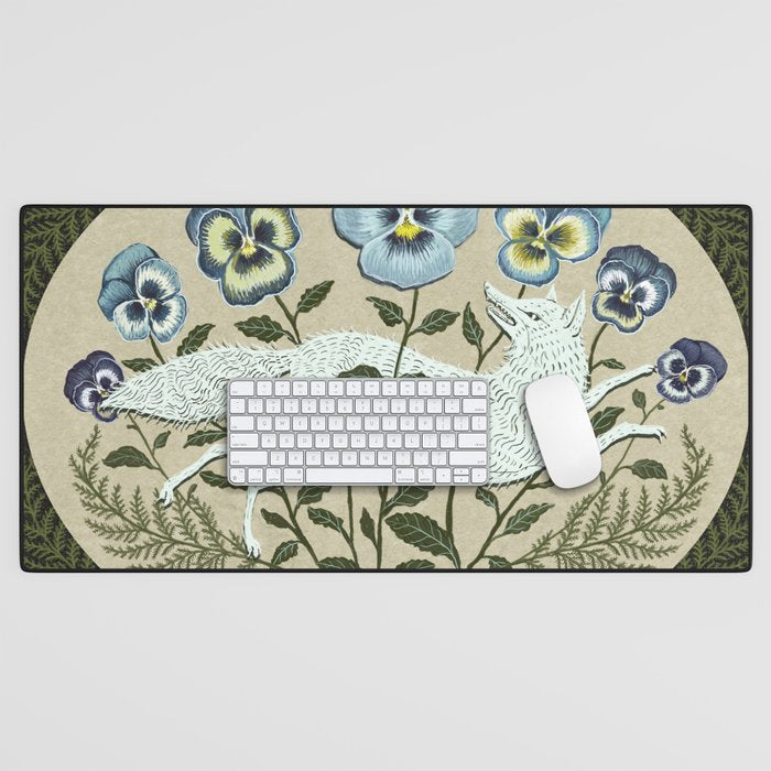 Fox in the Pansies Desk Mat Gallery Image 1