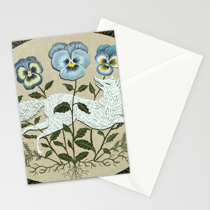 Fox in the Pansies Stationery Card Gallery Image 2