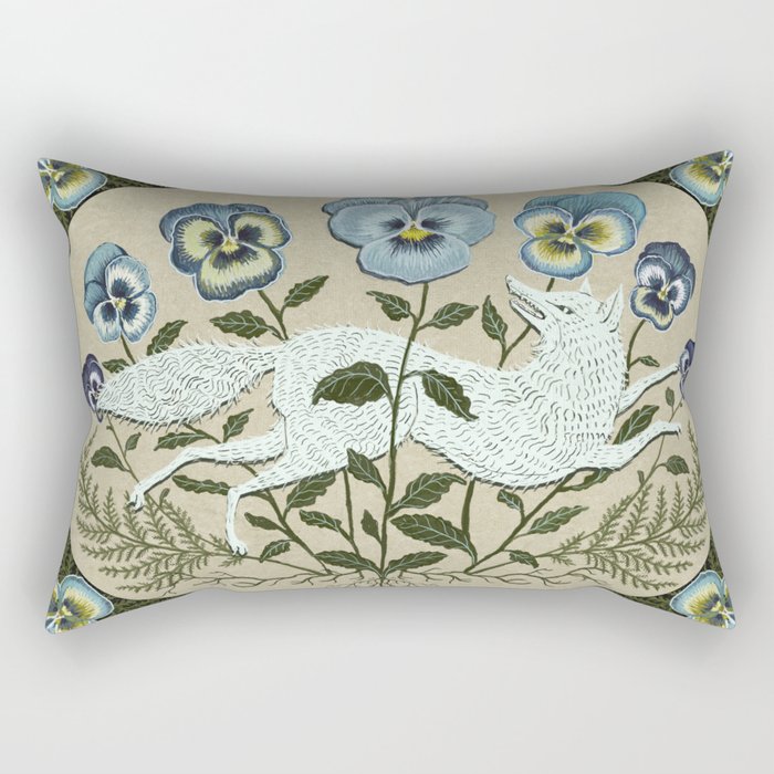Fox in the Pansies Rectangular Pillow Gallery Image 1