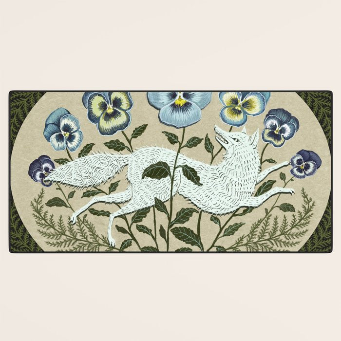 Fox in the Pansies Desk Mat Gallery Image 3