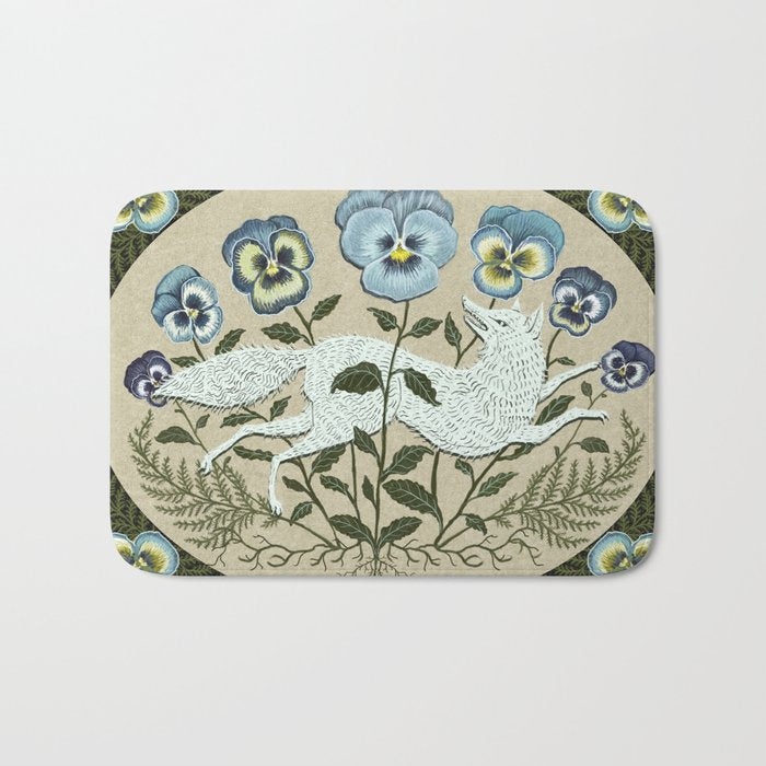 Fox in the Pansies Bath Mat Gallery Image 1