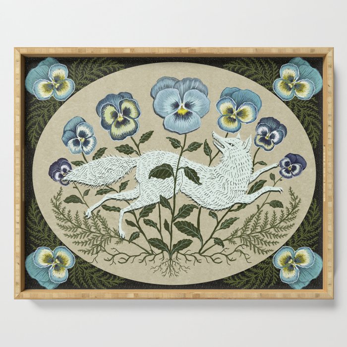 Fox in the Pansies Serving Tray Gallery Image 1
