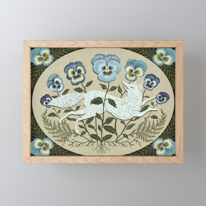 Fox in the Pansies Mini Art Print Gallery Image 1