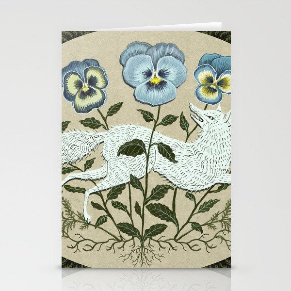 Fox in the Pansies Stationery Card Gallery Image 2