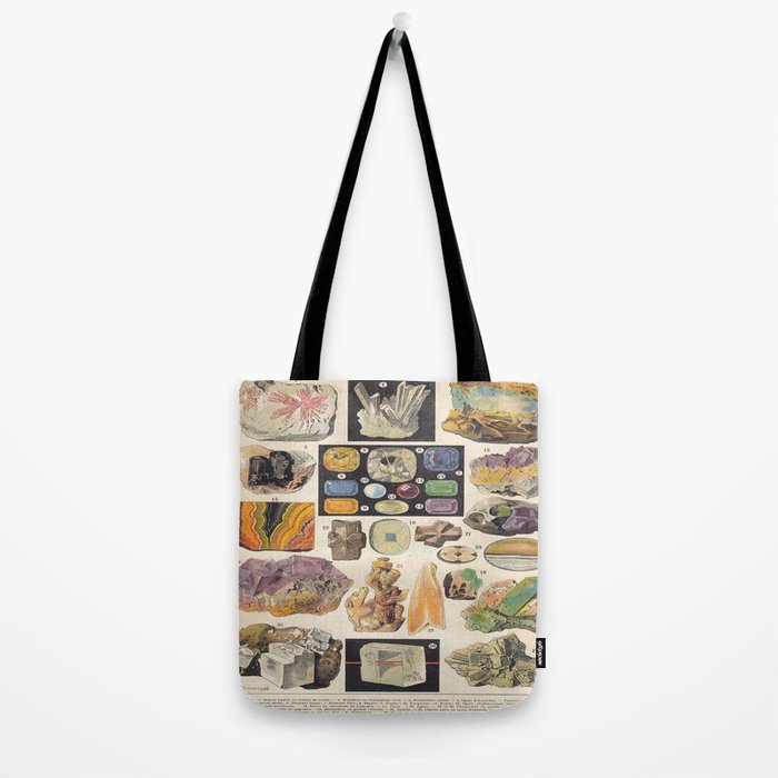 Adolphe Millot Minerals Larousse Vintage Scientific Encyclopedia Illustration Mineralogy Gemstones Tote Bag Gallery Image 2