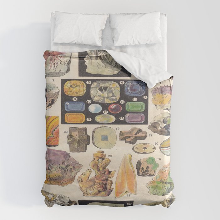 Adolphe Millot Minerals Larousse Vintage Scientific Encyclopedia Illustration Mineralogy Gemstones Duvet Cover Gallery Image 6