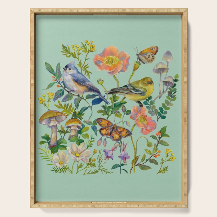 Flower Birds Garden Serving Tray Gallery Image 1