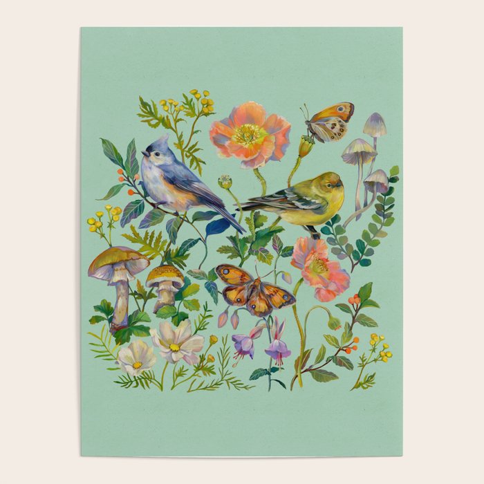 Flower Birds Garden Poster Gallery Image 4