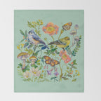 Flower Birds Garden Throw Blanket Gallery Image 2