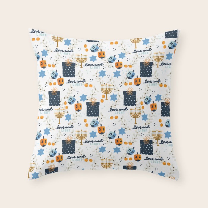 Love and Light for Hanukkah Throw Pillow Gallery Image 1