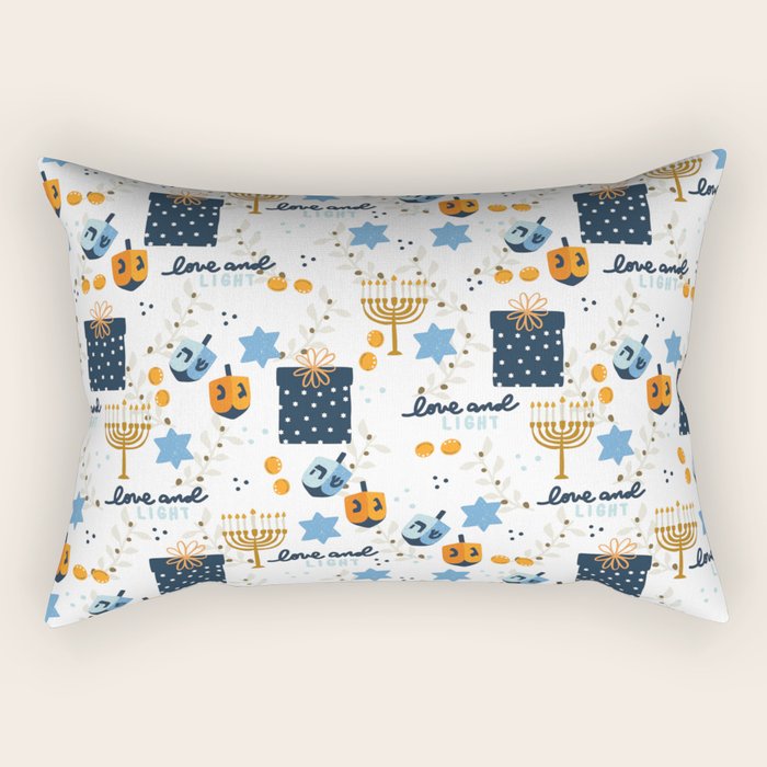 Love and Light for Hanukkah Rectangular Pillow Gallery Image 1