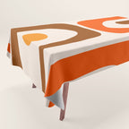 Retro 70s Minimalist Mid Century Modern Piquet Abstract in 1970s Brown and Orange Tones Tablecloth Gallery Image 1