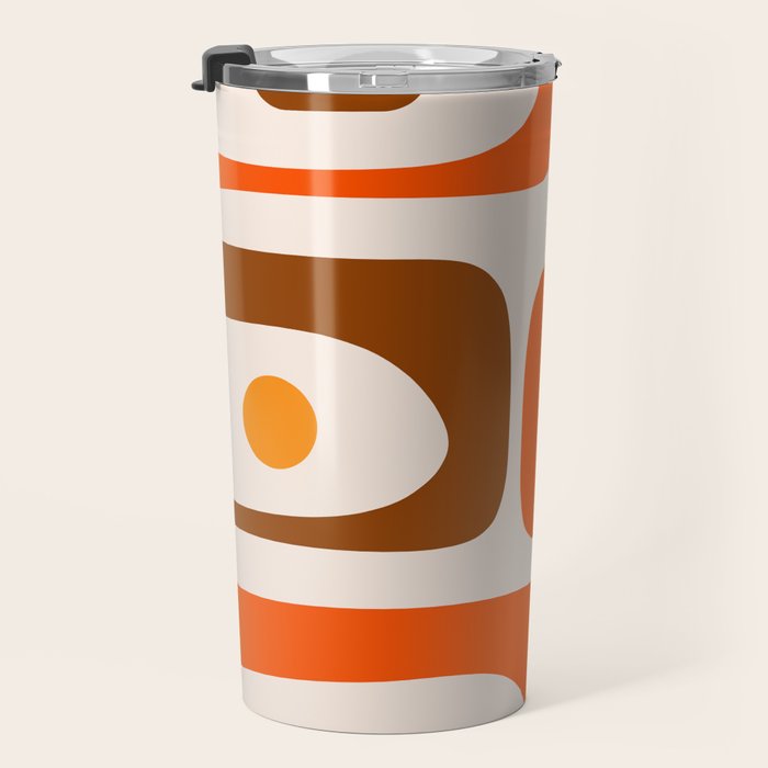 Retro 70s Minimalist Mid Century Modern Piquet Abstract in 1970s Brown and Orange Tones Travel Mug Gallery Image 3