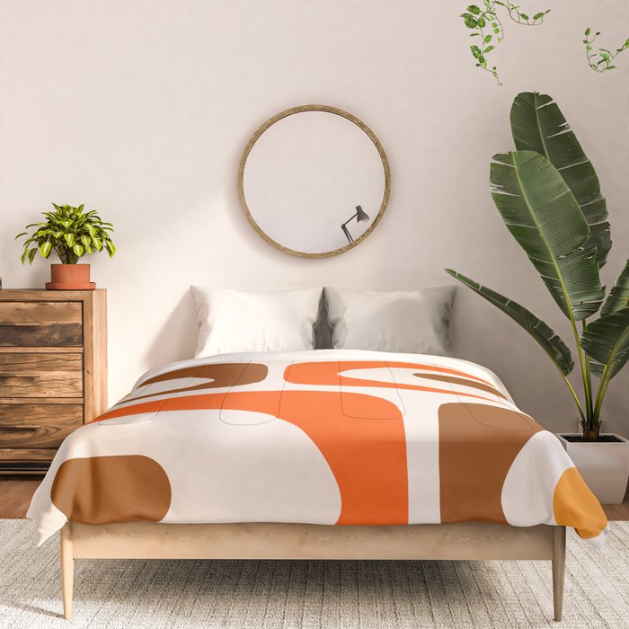 Retro 70s Minimalist Mid Century Modern Piquet Abstract in 1970s Brown and Orange Tones Comforter Gallery Image 3