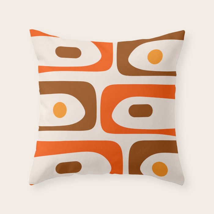 Retro 70s Minimalist Mid Century Modern Piquet Abstract in 1970s Brown and Orange Tones Throw Pillow Gallery Image 6