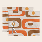 Retro 70s Minimalist Mid Century Modern Piquet Abstract in 1970s Brown and Orange Tones Placemat Gallery Image 1