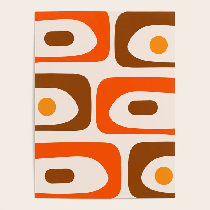 Retro 70s Minimalist Mid Century Modern Piquet Abstract in 1970s Brown and Orange Tones Poster Gallery Image 4