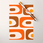 Retro 70s Minimalist Mid Century Modern Piquet Abstract in 1970s Brown and Orange Tones Wrapping Paper Gallery Image 1