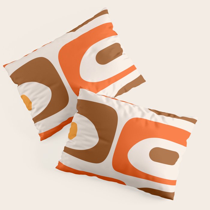 Retro 70s Minimalist Mid Century Modern Piquet Abstract in 1970s Brown and Orange Tones Pillow Sham Gallery Image 3